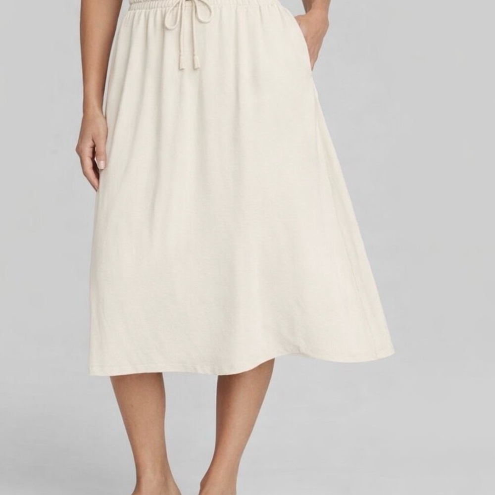 Luxe Draped Midi Skirt / Size L / Cream / MSRP $138 / NWT